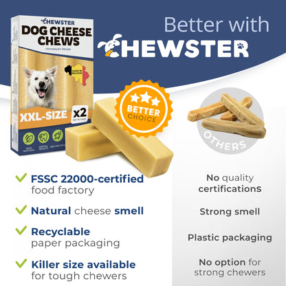 Masticables de queso natural CHEWSTER para perros tamaño XXL