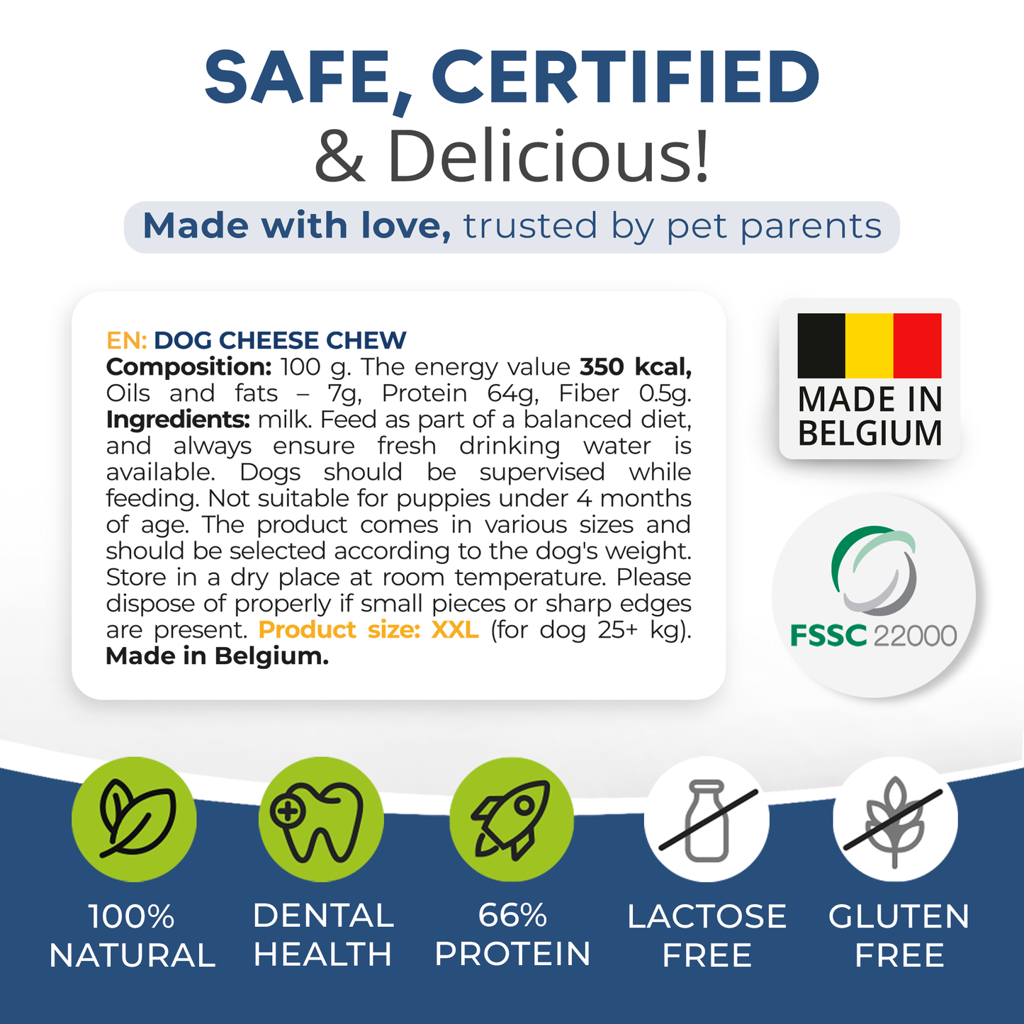 Masticables de queso natural CHEWSTER para perros tamaño XXL